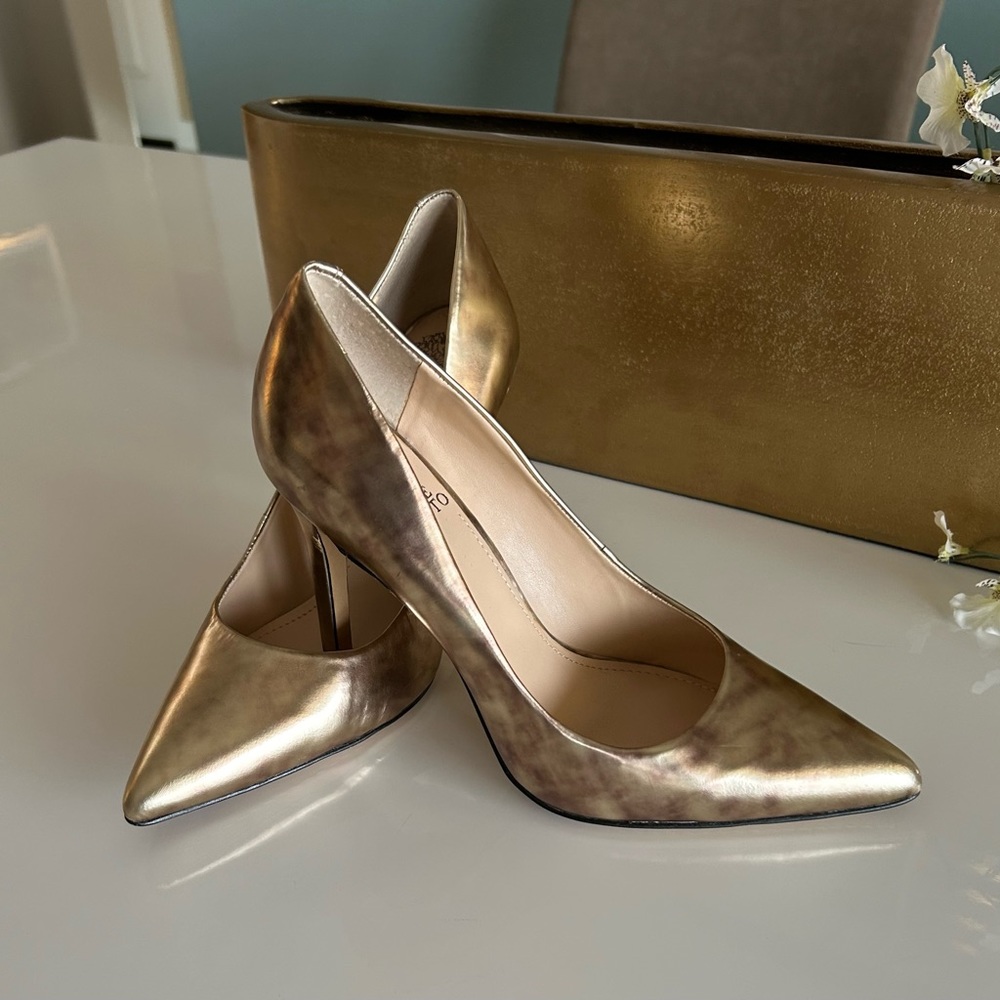 Vince Camuto Metallic Gold Pointed-Toe Heels
